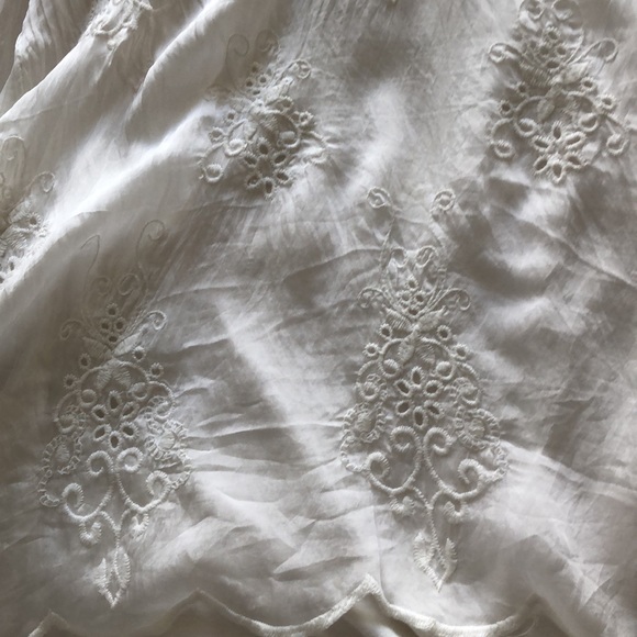 2pc white long flowing sleeve silk top - Picture 2 of 2